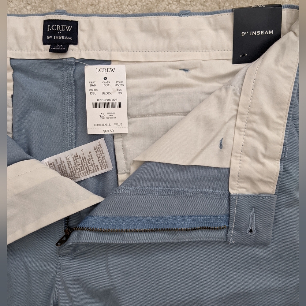 NWT J.Crew Factory chino shorts light blue 33 - Picture 4 of 4